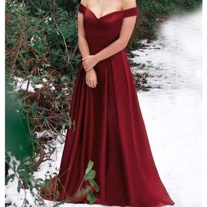 A-Line Off Shoulder Maxi Long Prom Dresses
